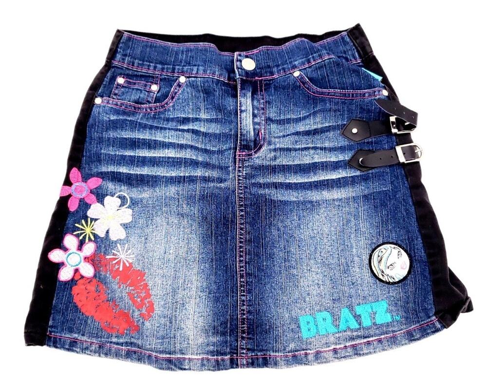 Rare Y2K Girls Bratz Dolls Denim Skirt Size 12 - Model 25186 Great Shape